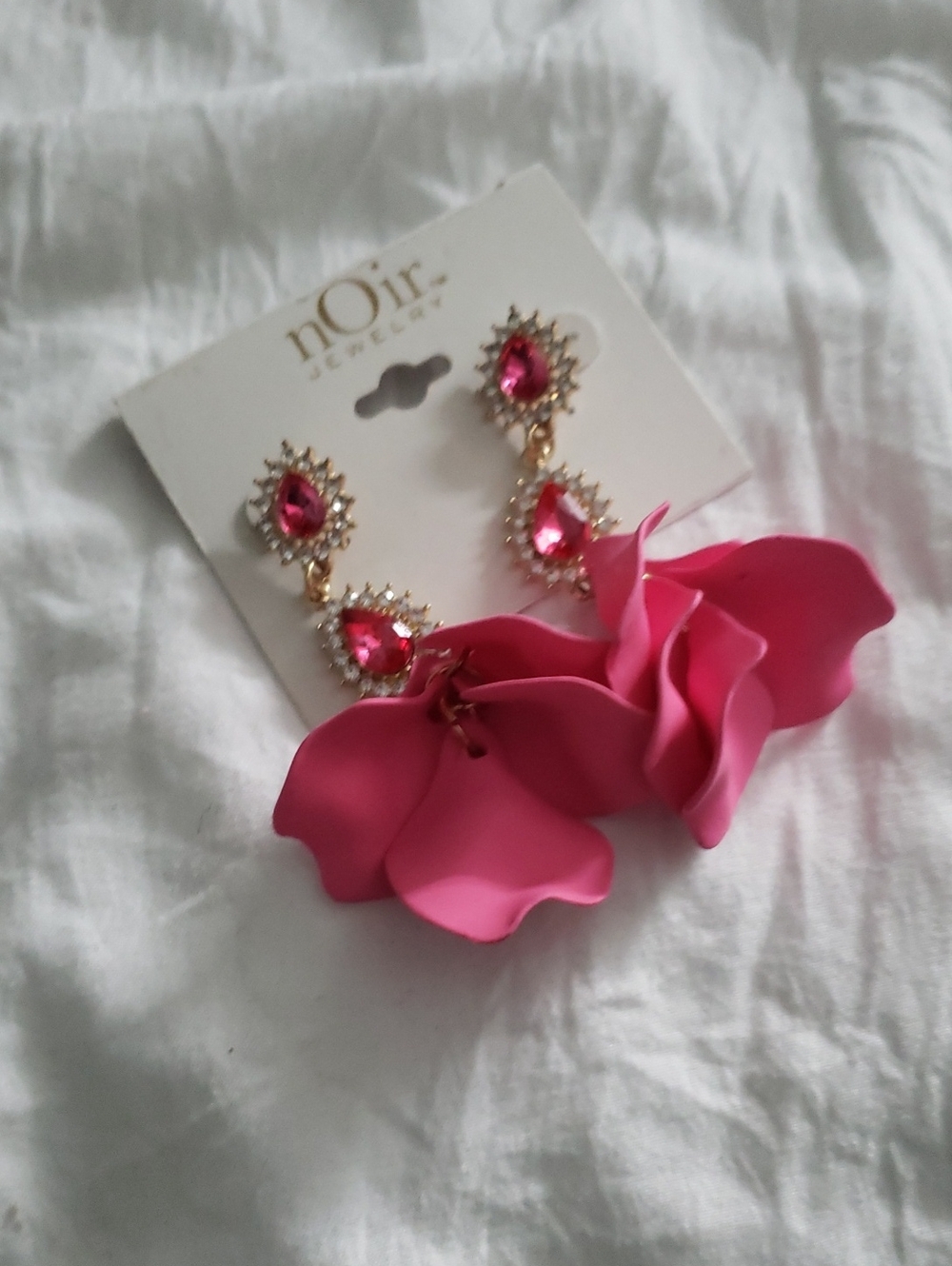 NOIR JEWELRY Hot Pink Petal Statement Drop Earrings!!!